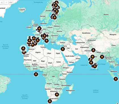 Work in progress of the interactive map tracking 120000 screens in more than 250 cities